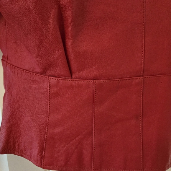 Red leather Biker jacket, slim12(8-10 fit). - Picture 10 of 11